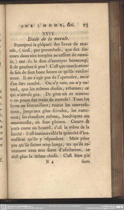XXVI. Etude de la morale