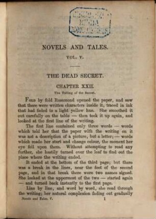 Novels and tales : reprinted from Household Words. 5, The dead secret (Kapitel XXII - XXVIII) [u.a.]