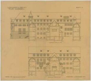 Fischer, Theodor; Kassel; Museum (jetzt: Hessisches Landesmuseum) - Höfe (Querschnitte)