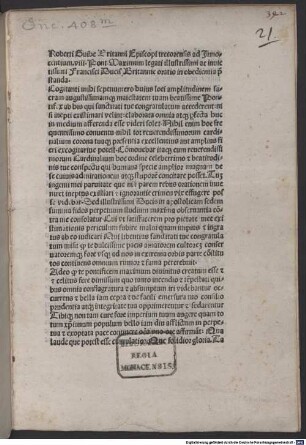 Oratio ad Innocentium VIII. in oboedientia praestanda