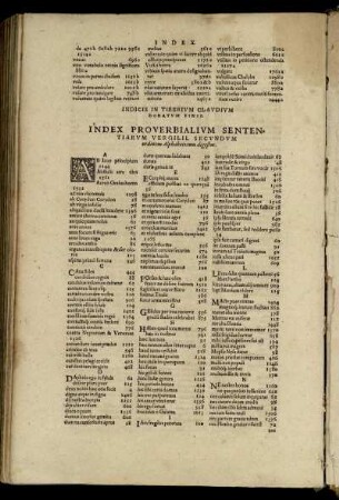Index Proverbialium Sententiarum Vergilii, Secundum ordinem Alphabeticum digestus.