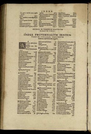 Index Proverbialium Sententiarum Vergilii, Secundum ordinem Alphabeticum digestus.