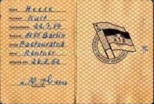 Mitgliedsbuch der Gesellschaft für Deutsch-Sowjetische Freundschaft