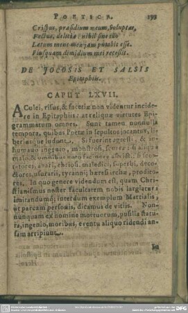 Caput LXVII. De Iocosis Et Salsis Epitaphiis