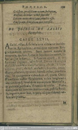 Caput LXVII. De Iocosis Et Salsis Epitaphiis