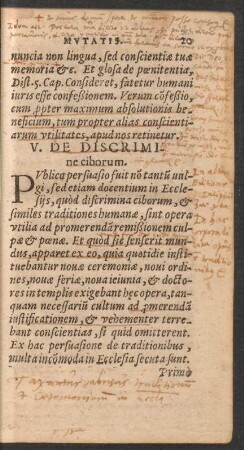 V. De Discrimine ciborum.
