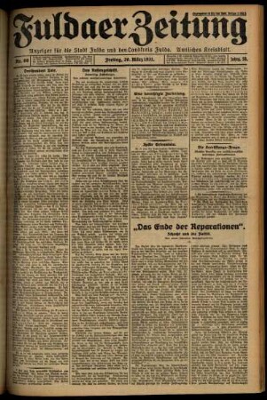 Erste Ausgabe vom Freitag, den 20. März 1931.