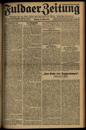 Erste Ausgabe vom Freitag, den 20. März 1931.