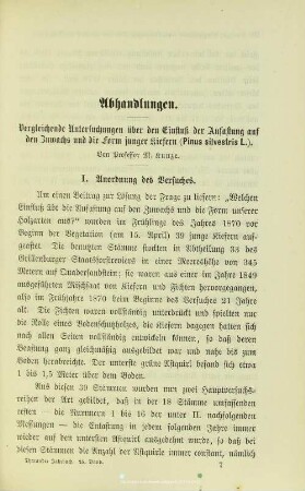 I. Vergleichende Untersuchungen über den Einfluß der Aufastung auf den Zuwachs und die Form junger Kiefern (Pinus silvestris L.)