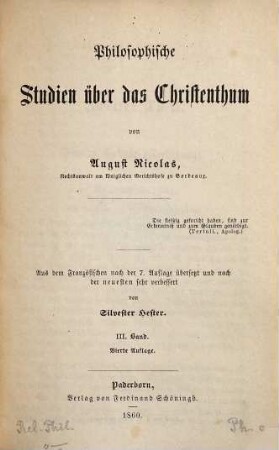 Philosophische Studien über das Christenthum, 3