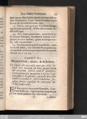Caput VI. De Iure Civili, obiter, & de Iustitiâ.