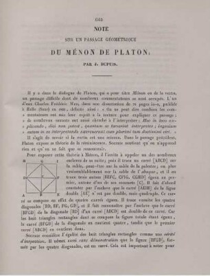 Note sur un passage géométrique du Ménon de Platon.