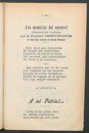 ¡Las memorias del noventa! : Composición cantada por el payador Cientofante en varios Club Radicales de distintas parroquias