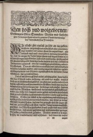 Den hoch und wolgebornen ... Herrn, representirenden die gemiene Stende der vereinigten Niederländischen Provintzen