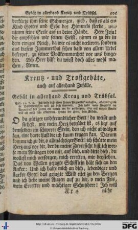 Kreutz- und Trostgebäte, auch auf allerhand Zufälle.