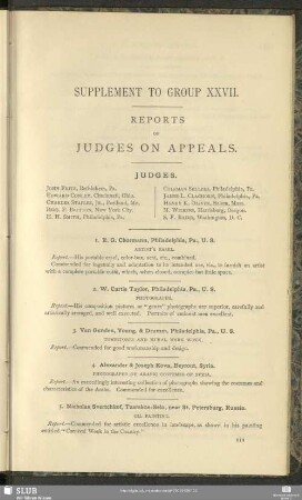 Supplement To Group XXVII. Reports Of Judges On Appeals