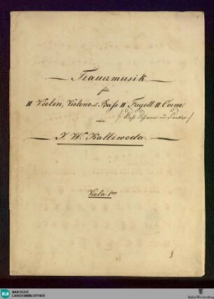 Trauermusik - Don Mus.Ms. 894 : orch; d; StrK WoO 1.20
