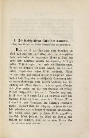 Dr. Tholuck's fünfzigjähriges Jubiläum am 2. December 1870 : Erinnerungsblätter für Freunde ..