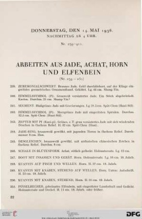 Arbeiten aus Jade, Achat, Horn (Nr. 239-251)