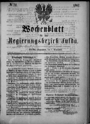 Nr. 72, Ausgabe vom 7. September 1867