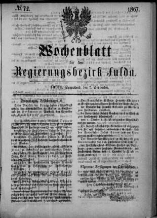 Nr. 72, Ausgabe vom 7. September 1867