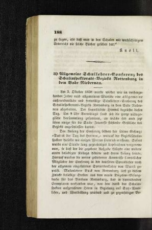 Allgemeine Schullehrer-Conferenz des Schulinspektorats-Bezirks Rottenburg in dem Bade Niedernau : [Mannigfaltiges]