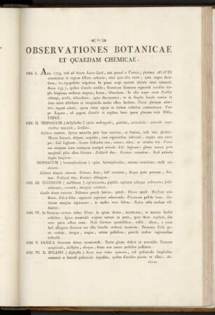 Observationes Botanicae et Quaedam Chemicae.
