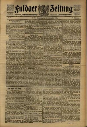 Erste Ausgabe vom Donnerstag, den 15. September 1910.