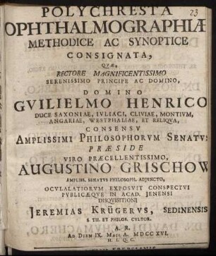 Polychresta Ophthalmographiæ, Methodice Ac Synoptice Consignata