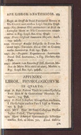Appendix Libror. Physiologicorvm