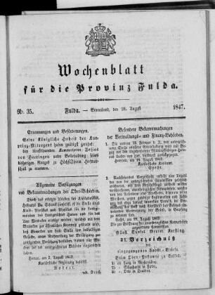 Nr. 35, Ausgabe vom 28. August 1847