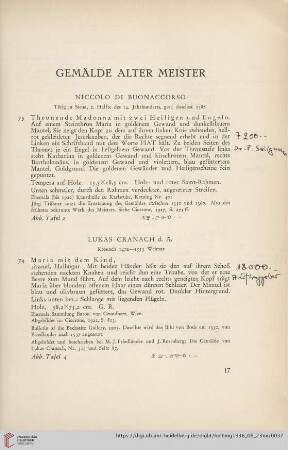 Gemälde Alter Meister (Nr. 73-92)