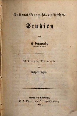 Nationalökonomisch-civilistische Studien