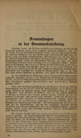 Frauenfragen in der Beamtenbesoldung