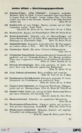 Antike Möbel – Einrichtungsgegenstände (Nr. 401-450)