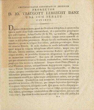 Universitatis Litterarum Jenensis Prorector D. Jo. Traugott Lebrecht Danz Una Cum Senatu Civibus