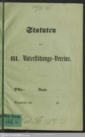 Statuten des III. Unterstützungs-Vereins