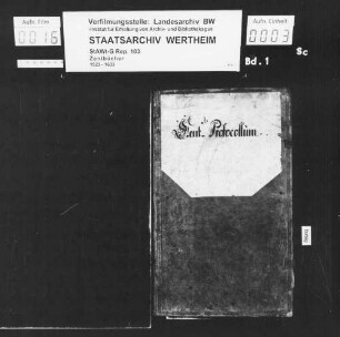 Deckelaufschrift: "Cent-Protocollum" (Remlingen)