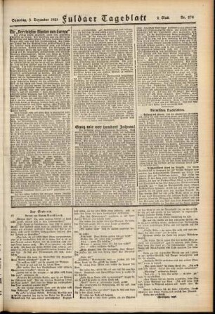 Zweite Ausgabe vom Samstag, den 03. Dezember 1921.