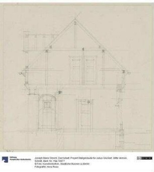 Darmstadt, Projekt Stallgebäude für Julius Glückert, dritte Version, Schnitt