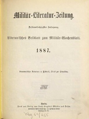 Militär-Literatur-Zeitung. 68. 1887