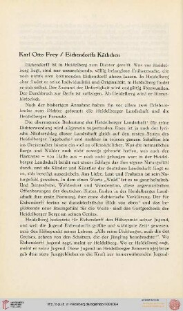 Neue Folge 1938: Eichendorffs Käthchen