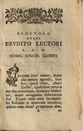 Henrici Jonath. Clodii Primae lineae bibliothecae lusoriae, sive notitia scriptorum de Ludis