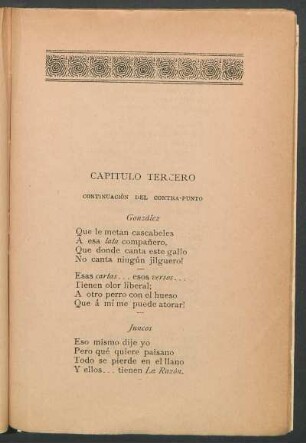 Capítulo tercero : Continuación del contra-punto