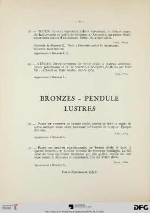 Bronzes – pendule lustres (Nr. 30-38)