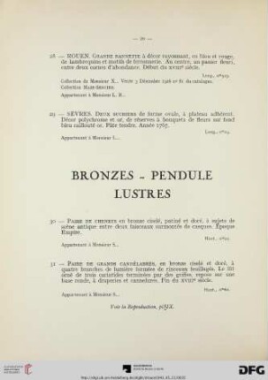 Bronzes – pendule lustres (Nr. 30-38)