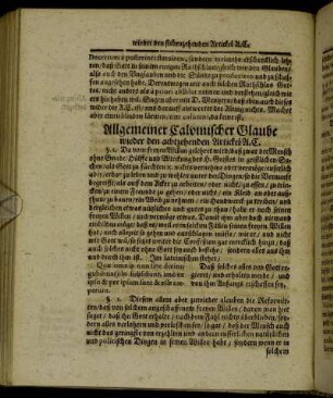 Allgemeiner Calvinischer Glaube wieder den achtzehenden Artickel A. C.