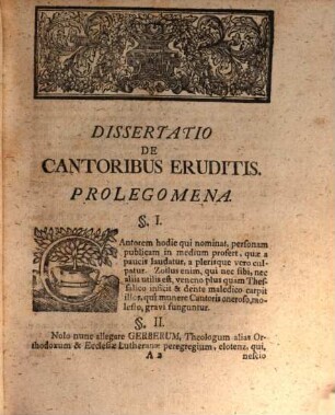 Diss. ... ex hist. liter. sistens cantorum eruditorum decades duas