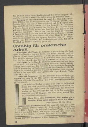 Unfähig für praktische Arbeit