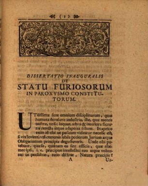 Dissertatio inauguralis philosophica exhibens statum furiosorum in paroxysmo constitutorum